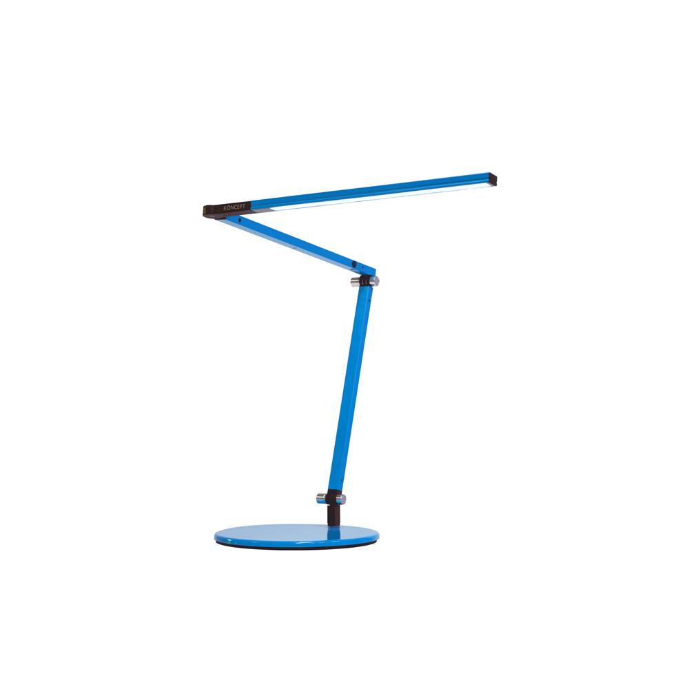 Koncept Lighting AR3100-WD-BLU-2CL Z-Bar mini Desk Lamp with Metallic Black two-piece desk clamp (Warm Light; Blue)